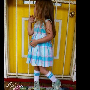 NWT Girls Bijou Sauvage Clothier Foursquare Frankie Dress Blue Pink Plaid size 3